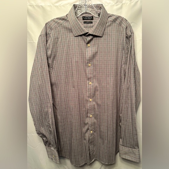 Lauren Ralph Lauren Black Label Slim Fit Performance Plaid Button Down 17.5 XL - Picture 1 of 9